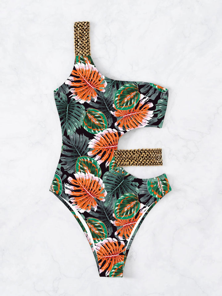 Women One-Piece Designer Swimsuit with Asymmetrical Cut and Fashionable Straps StylebySassy