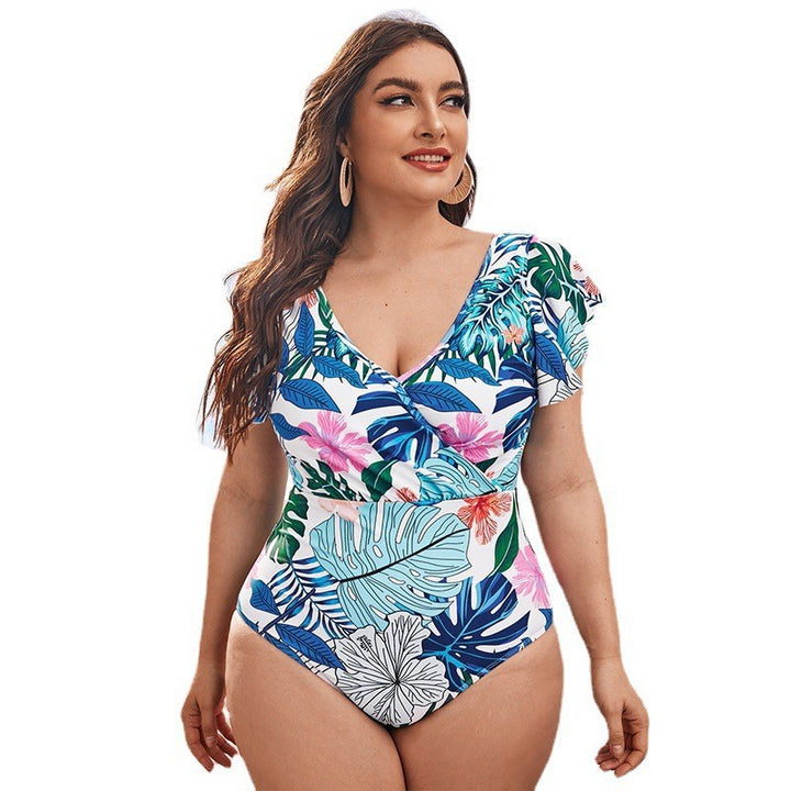 Women Elegant Swimsuit with Floral Ruffle Details StylebySassy