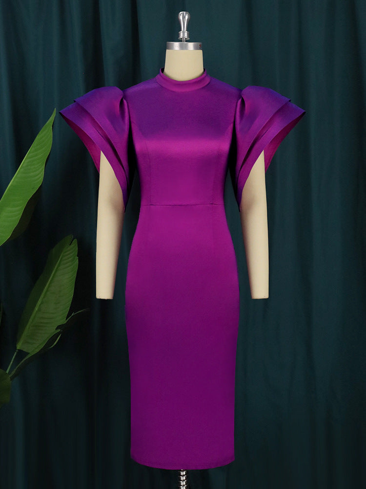 Ladies Exclusive Midi Dress with Voluminous Puff Sleeves StylebySassy