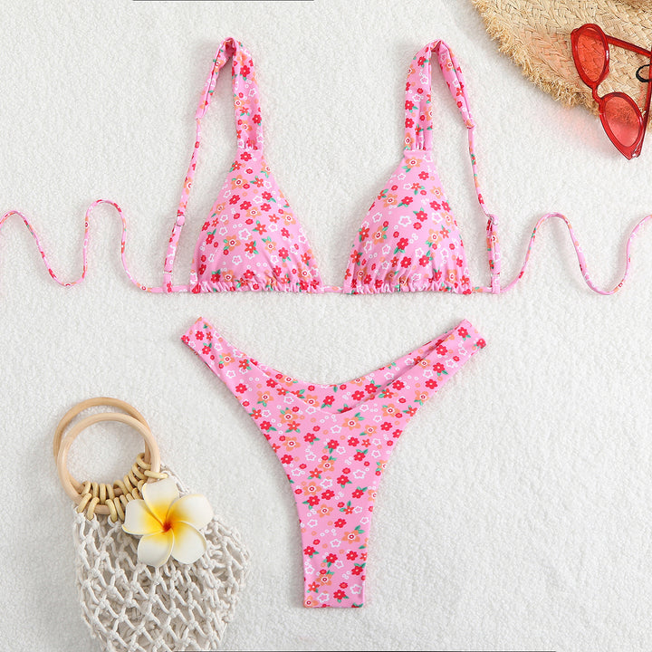 Women Triangle Bikini Set with adjustable straps and trendy pattern StylebySassy