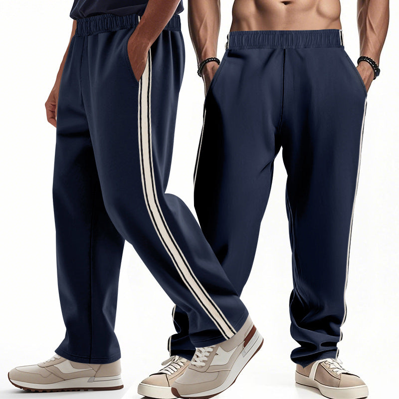 Men's loose Relax track pants in retro style with double side piping and elastic comfort waistband StylebySassy