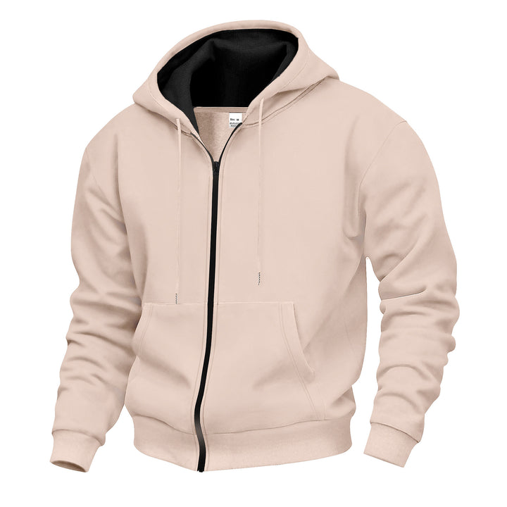 Men's hooded jacket with full zip and concealed zip pockets StylebySassy