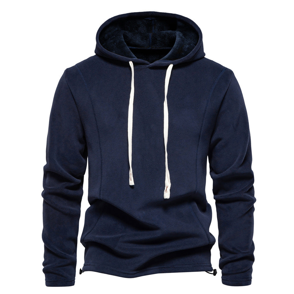 Men's lightweight fleece pullover with short zipper and stand-up collar StylebySassy
