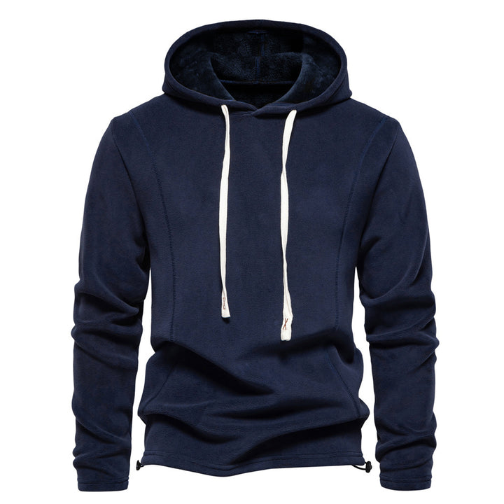 Men's lightweight fleece pullover with short zipper and stand-up collar StylebySassy