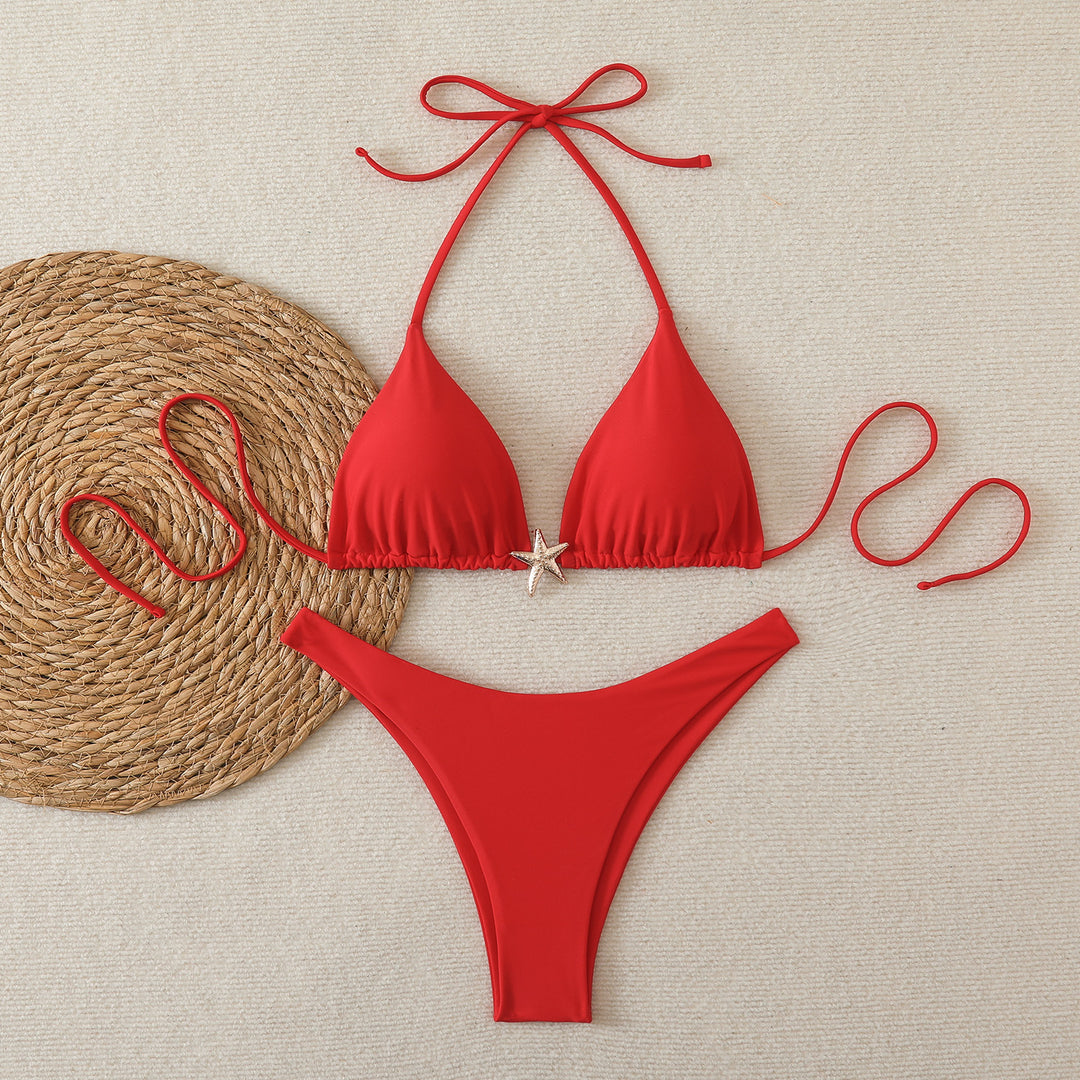 Women's Triangle Bikini with Fashionable Star Detail StylebySassy