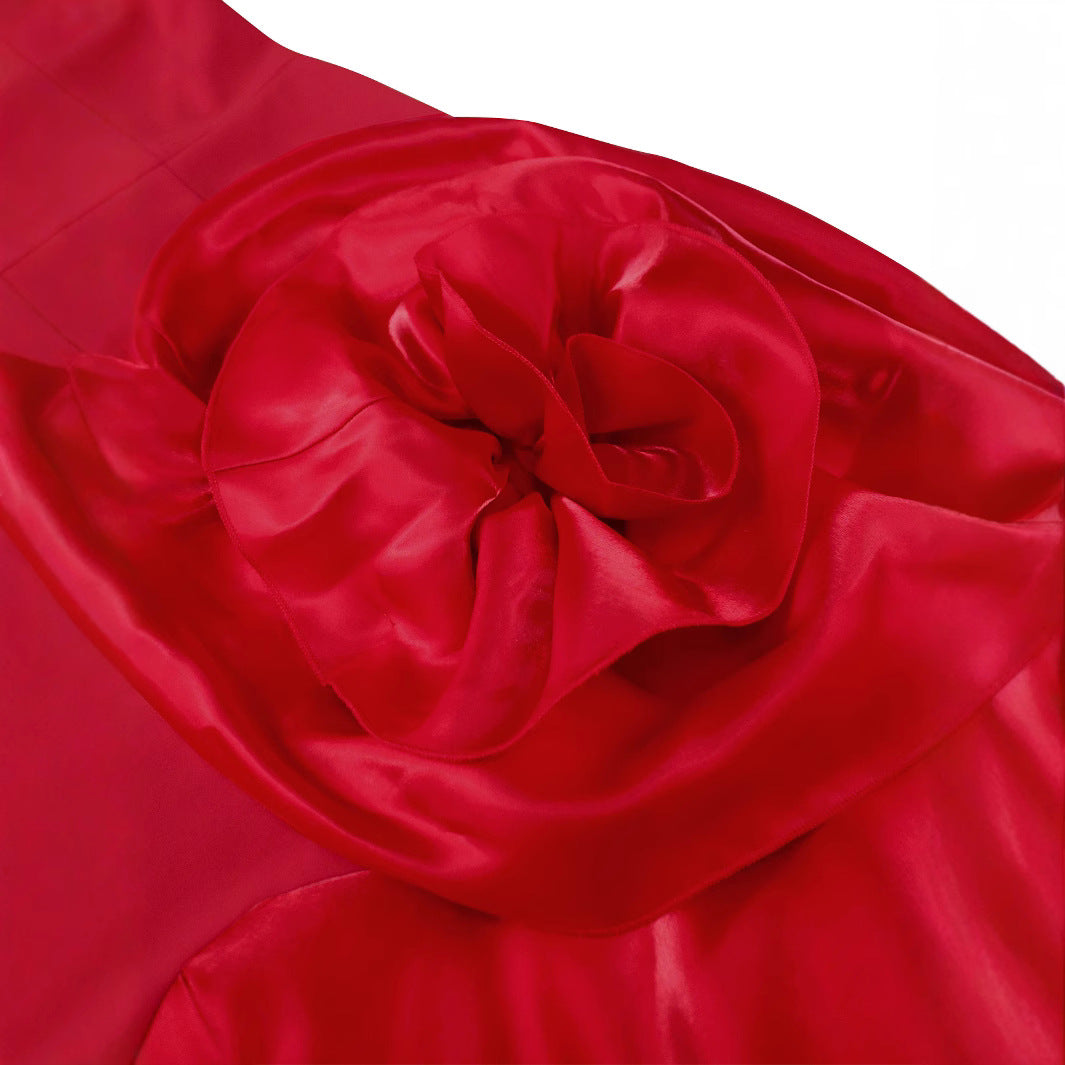 Women Elegant Evening Dress with Voluminous Floral Accent StylebySassy