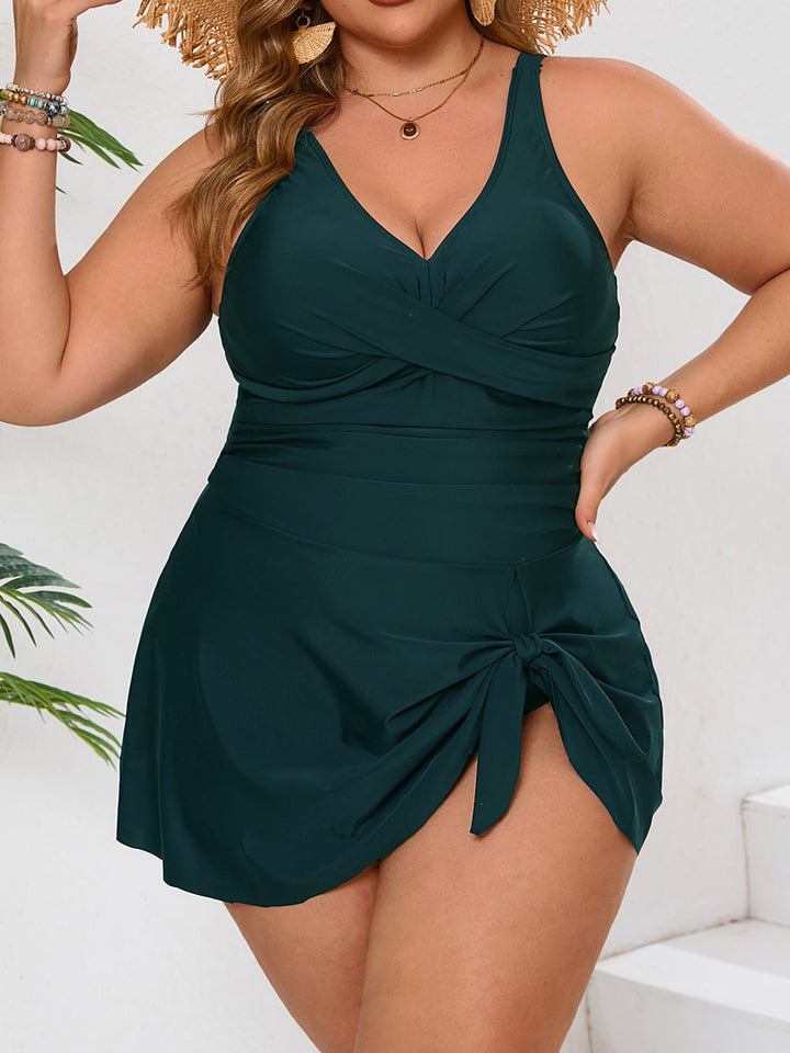 Women Wrap Swimsuit with V-neck and Side Knot StylebySassy