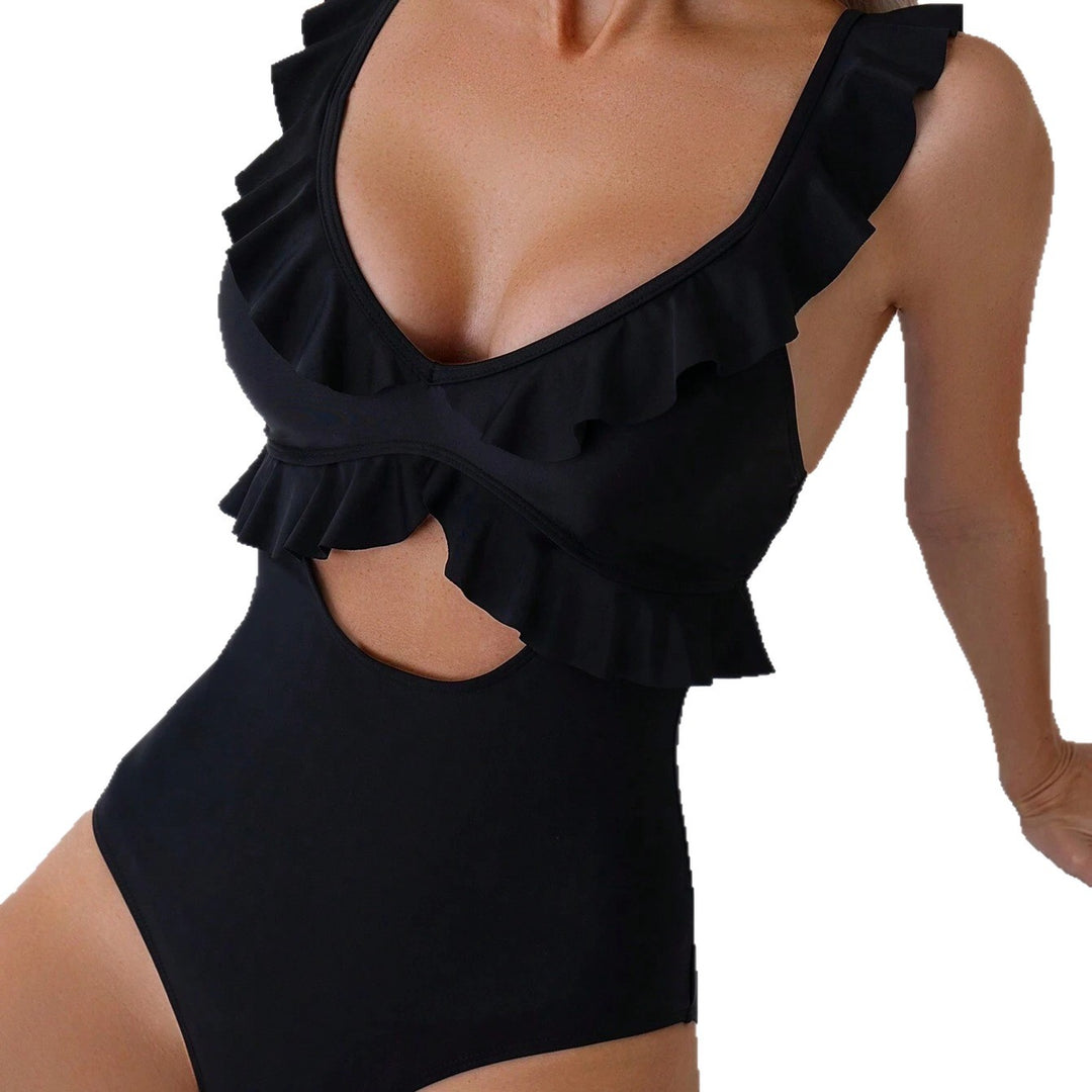 Women’s one-piece swimsuit with feminine ruffle design StylebySassy