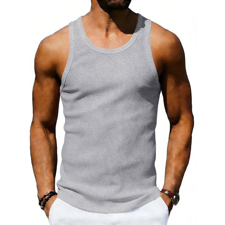 Men's ribbed casual tank top with wide straps and a fitted cut StylebySassy