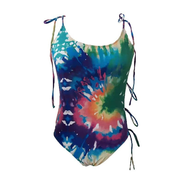 Women one-piece swimsuit with tropical leaf design and adjustable straps StylebySassy