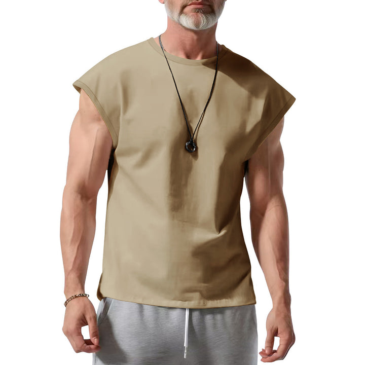 Men's cropped athletic tank top with wide arm openings and round neckline StylebySassy