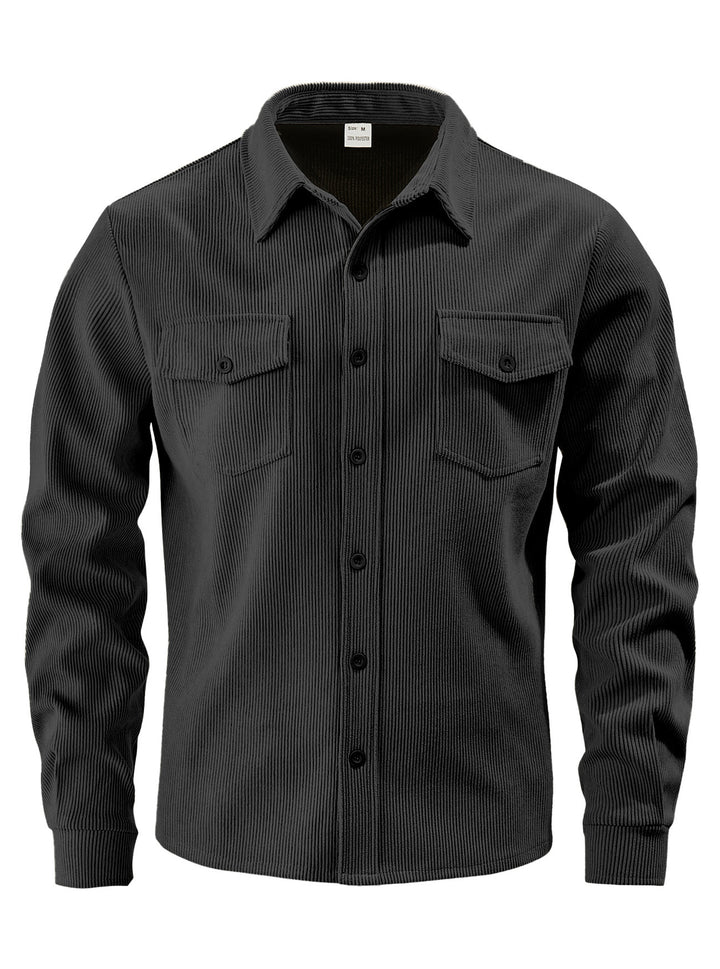Men's cord jacket in the classic work jacket style with snap buttons and chest pockets StylebySassy