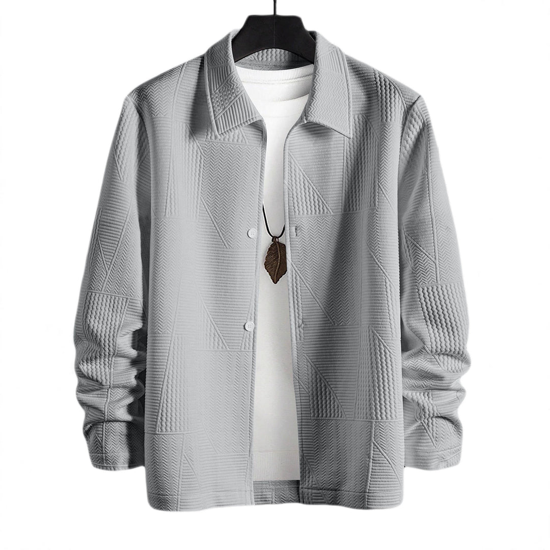 Men's structured shirt jacket in patchwork relief with shirt collar StylebySassy