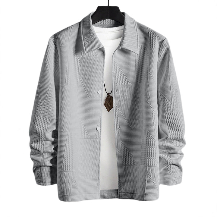 Men's structured shirt jacket in patchwork relief with shirt collar StylebySassy