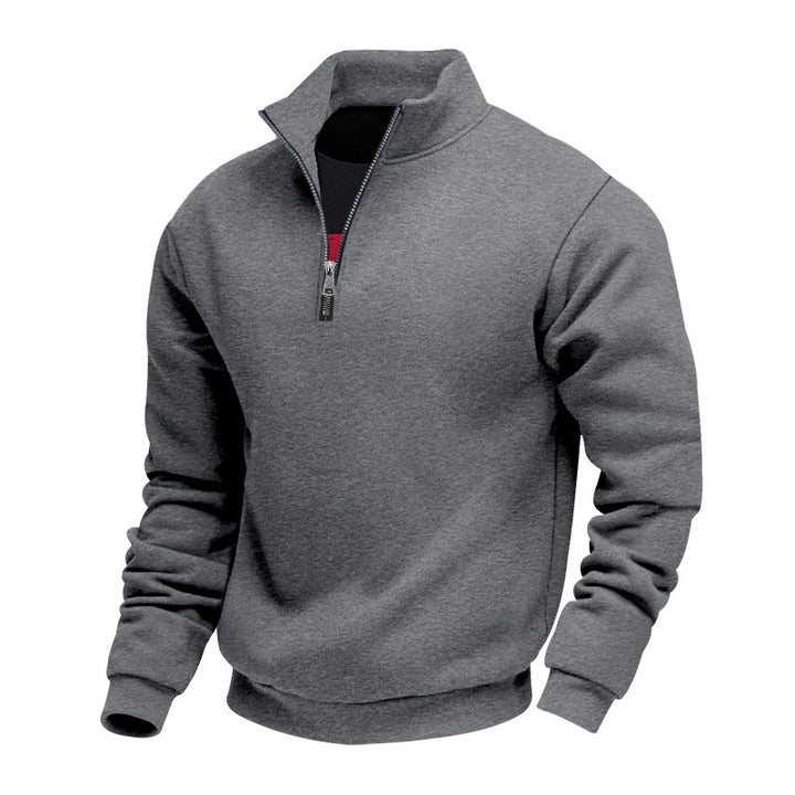 Men's brushed sweat half-zip with contrasting inner collar and elastic hem StylebySassy