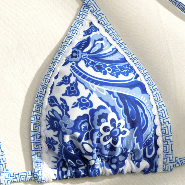 Women Triangle Bikini with Floral Design StylebySassy