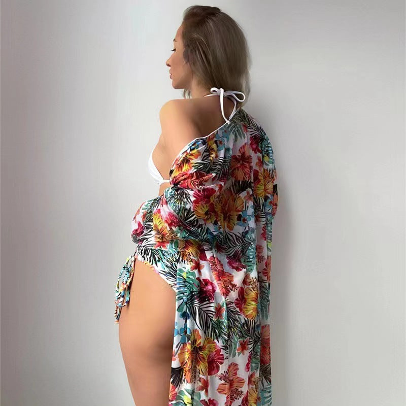 Women's bikini set with high waist and floral cover-up StylebySassy