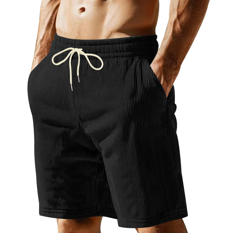 Men's knee-length Bermuda shorts with elastic waistband, drawstring, and side pockets StylebySassy