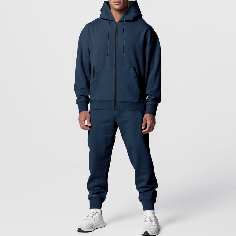 Men's urban zip hoodie with kangaroo pocket and tapered joggers set StylebySassy