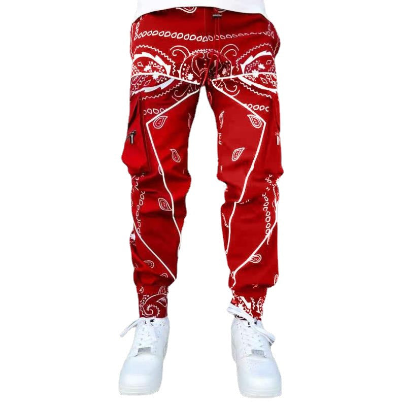 Men's Nan Bandana Cargo Jogging Pants with Drawstring and Elastic Cuffs StylebySassy