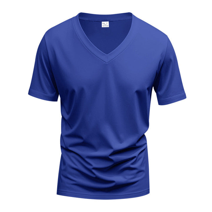 Men's V-Neck T-Shirt made of breathable cotton blend with modern cut StylebySassy
