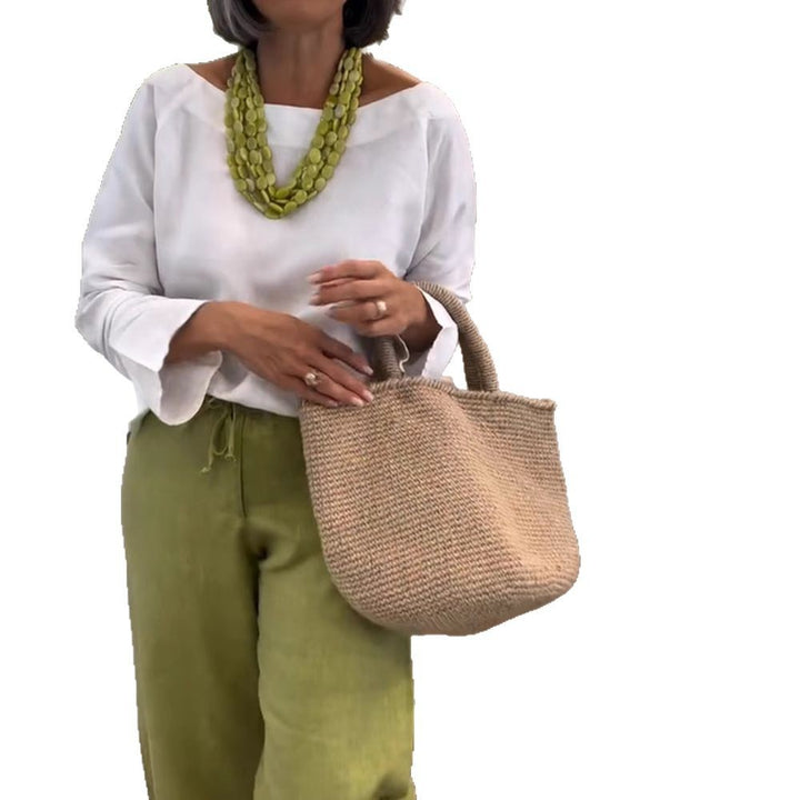 Women wide linen blend palazzo pants with drawstring and ankle-length silhouette StylebySassy