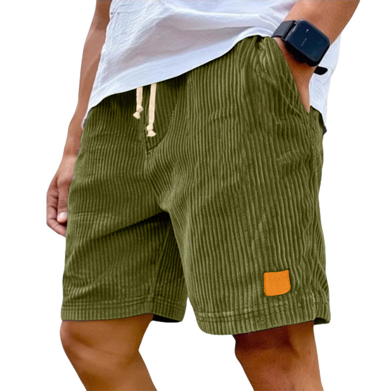 Men's fine corduroy shorts with elastic drawstring waistband, drawstring and deep side pockets StylebySassy