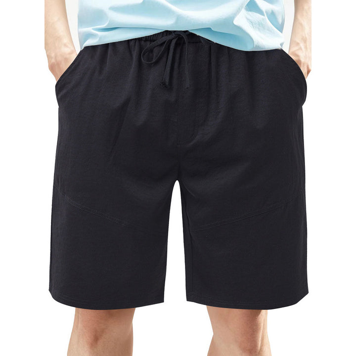 Men's knee-length linen blend shorts with elastic drawstring waistband and side pockets StylebySassy