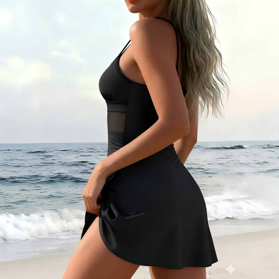 Ladies sporty swimsuit with fashionable wrap skirt StylebySassy