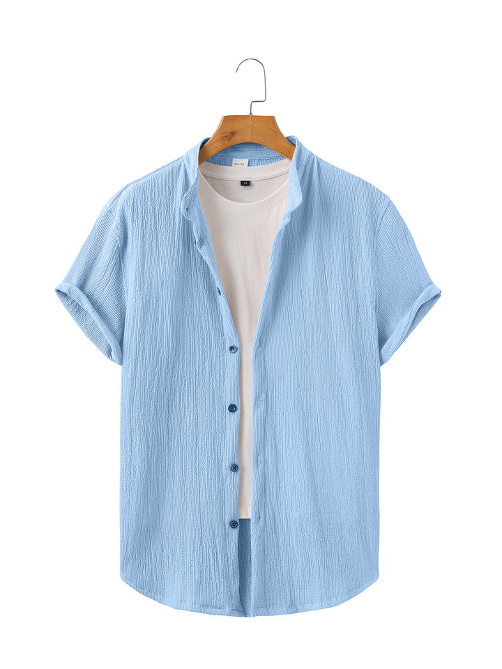 Men's lightweight wrinkle structure overshirt with rolled-up sleeves relaxed overshirt silhouette StylebySassy