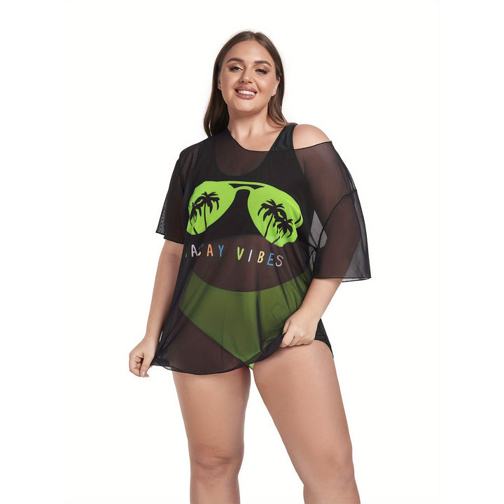 Women's Mesh Beach Dress with Casual Print StylebySassy