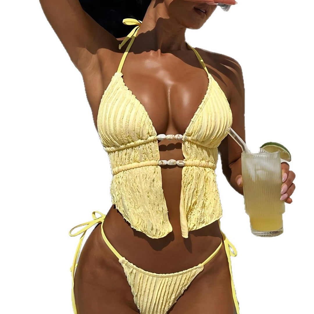 Ladies Ruffle Bikini with Pearl Accents StylebySassy