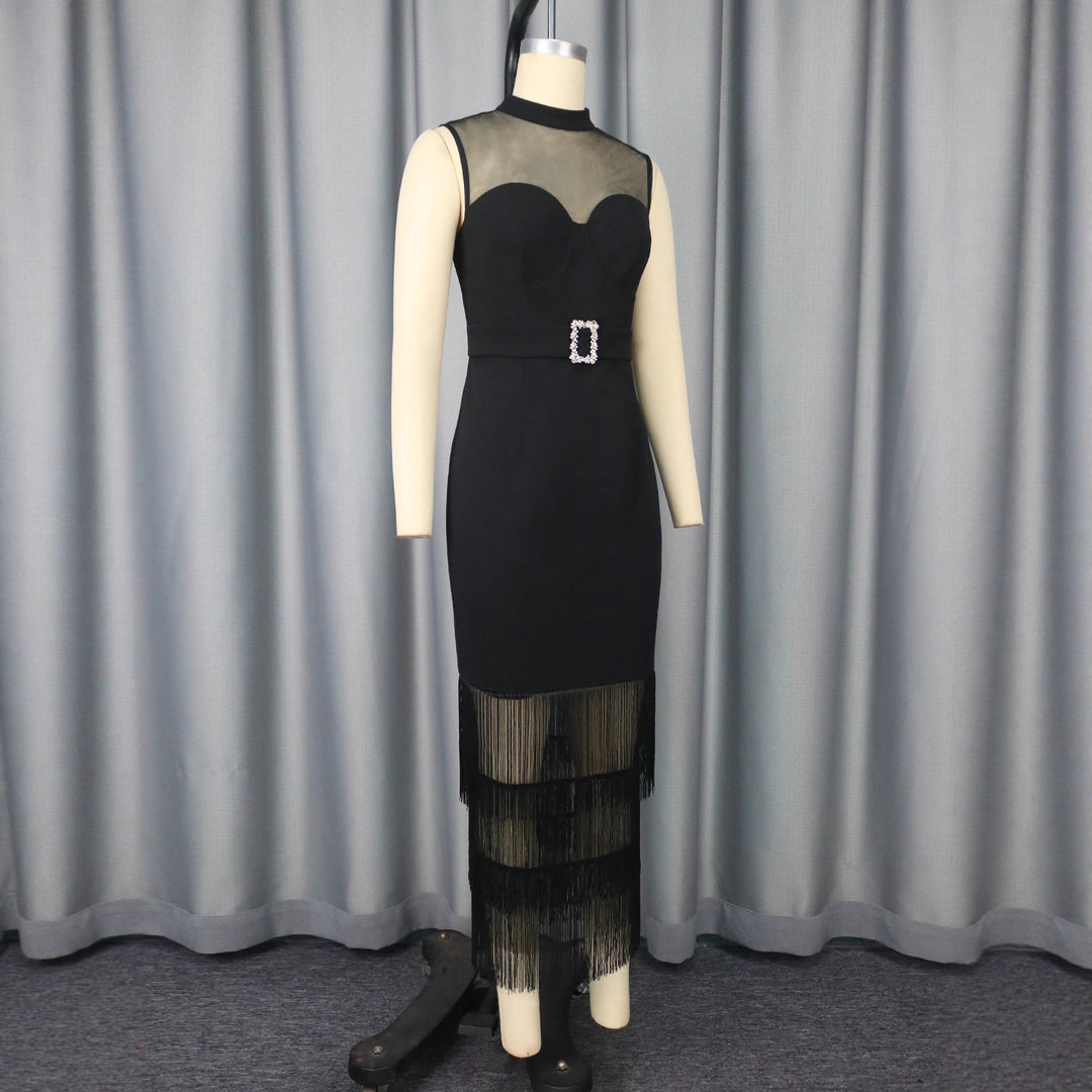 Ladies evening dress with exclusive fringe design StylebySassy