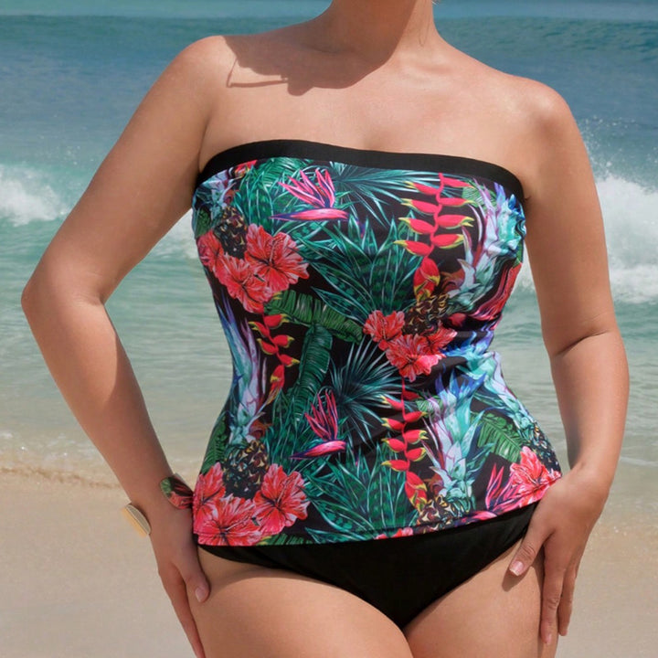 Women's Bandeau Tankini with Floral Design StylebySassy