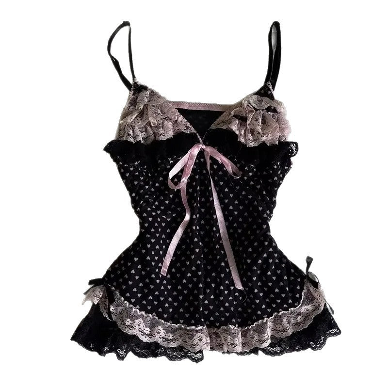 Women's seductive nightdress with lace trim and ruffle details StylebySassy