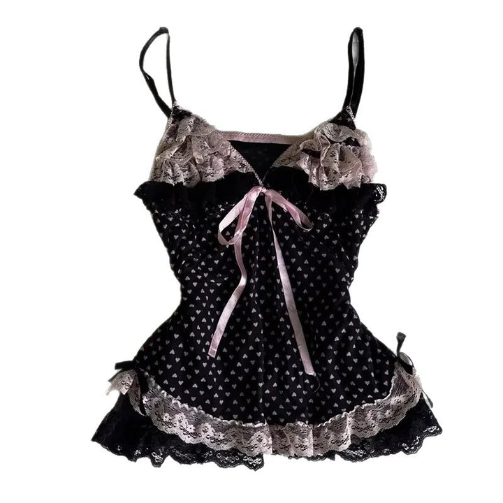 Women's seductive nightdress with lace trim and ruffle details StylebySassy