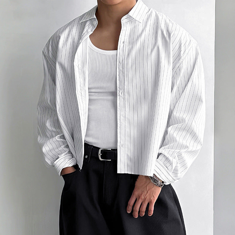 Men's striped cotton blend shirt with Kent collar and classic cuff StylebySassy