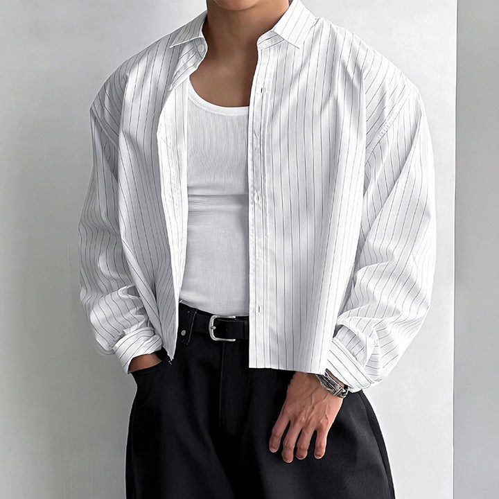 Men's striped cotton blend shirt with Kent collar and classic cuff StylebySassy