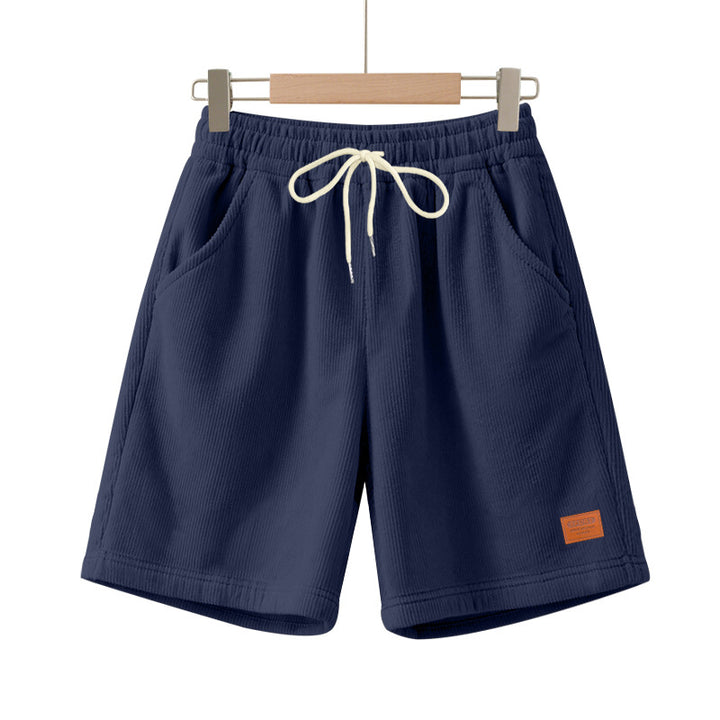 Men's casual Bermuda shorts made of finely structured cotton blend with elastic waistband and drawstring StylebySassy
