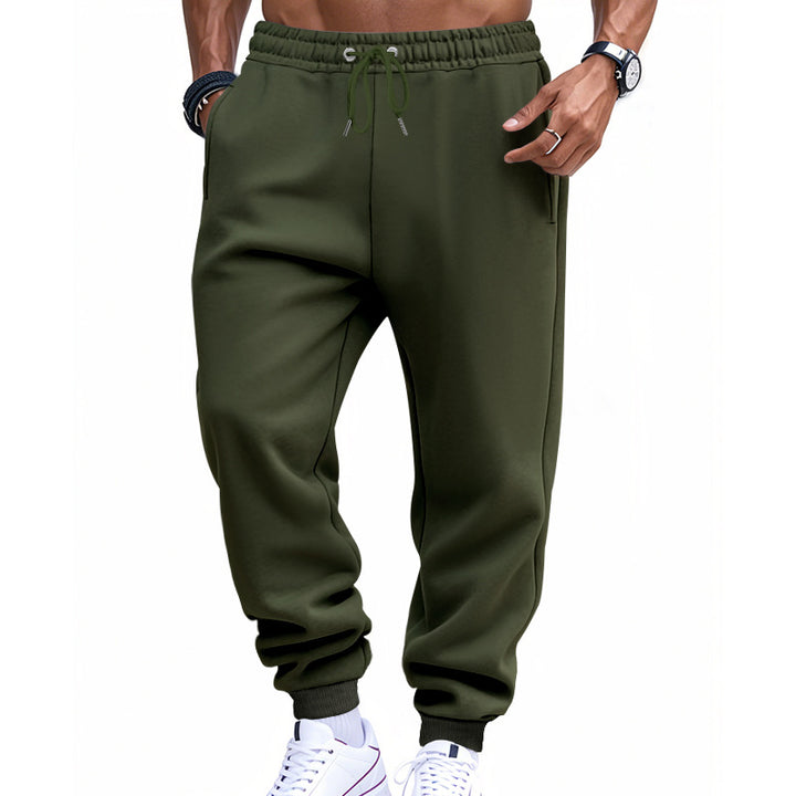 Men's sporty sweat jogging pants with elastic tunnel drawstring waist, ribbed cuffs, and deep side pockets StylebySassy