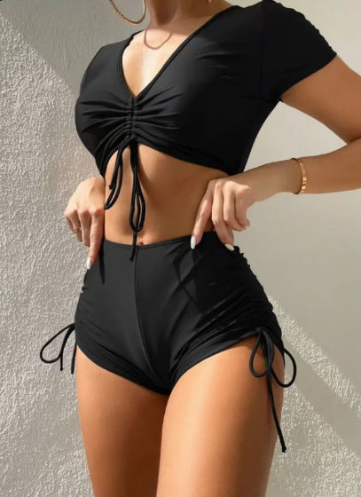 Women’s Sporty Bikini Set with Fashionable Gathering StylebySassy