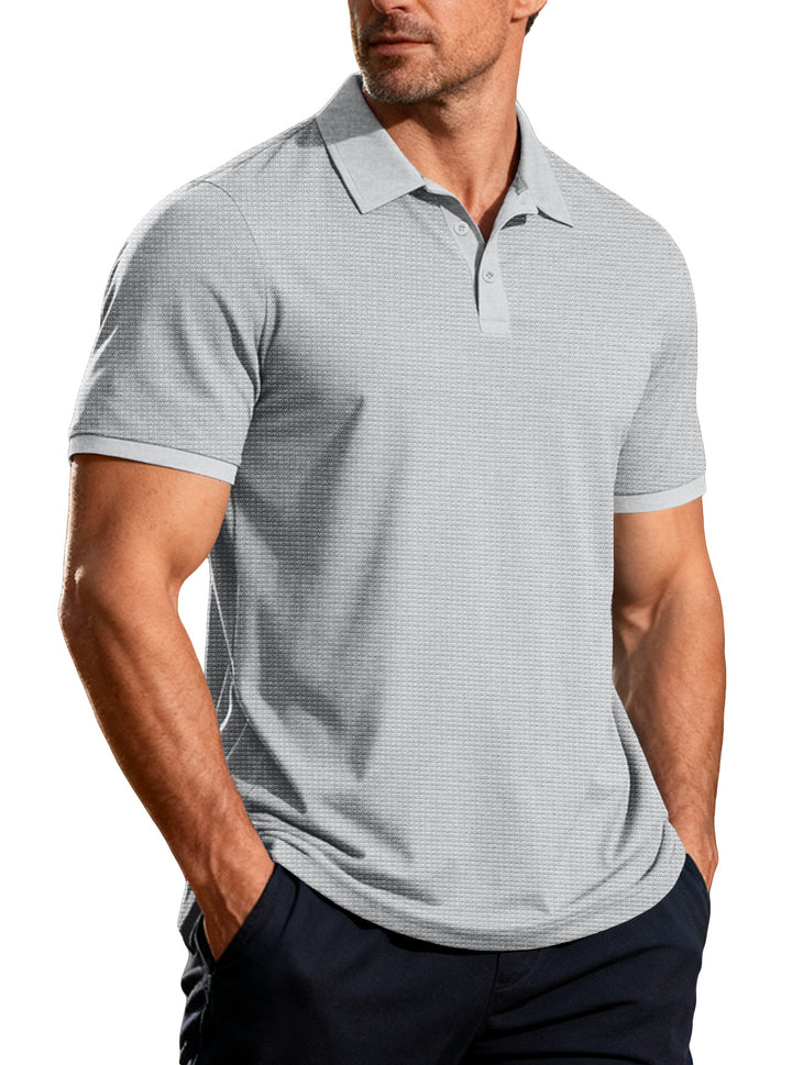 Men's structured pique short-sleeve polo shirt with shirt collar StylebySassy