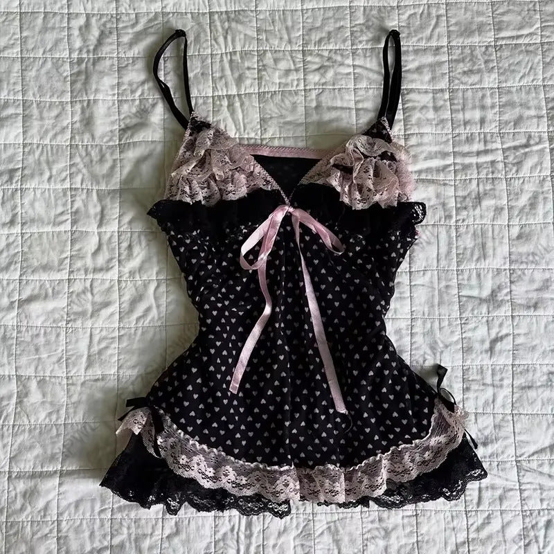 Women's seductive nightdress with lace trim and ruffle details StylebySassy