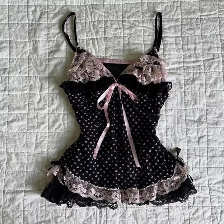 Women's seductive nightdress with lace trim and ruffle details StylebySassy
