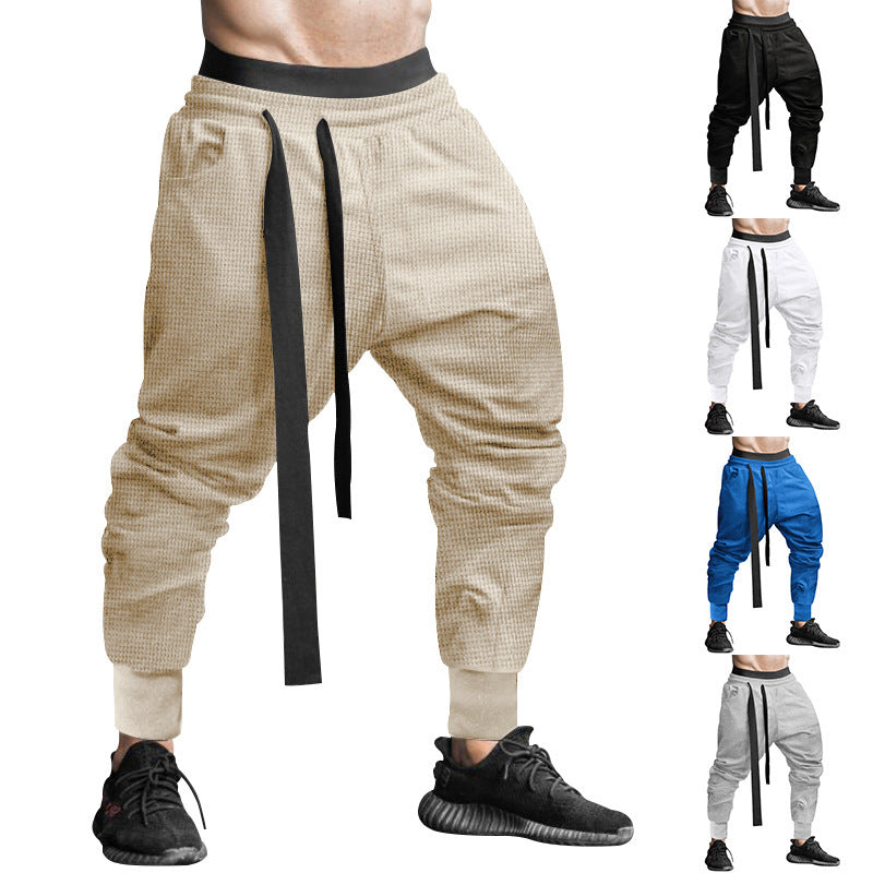 Men's waffle texture joggers with a low rise elastic comfort waistband and tapered leg opening StylebySassy