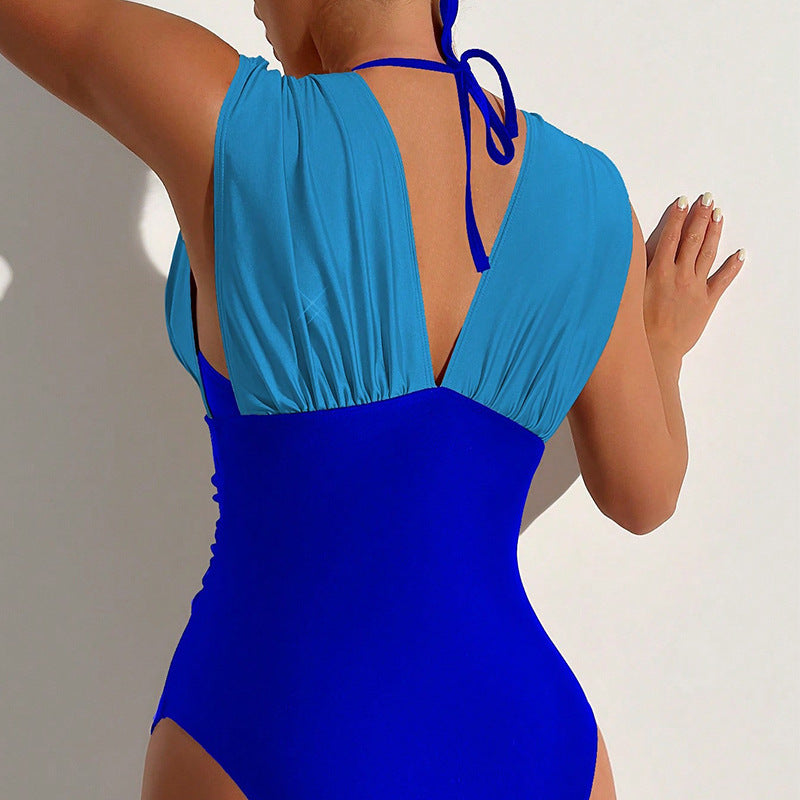 Women’s one-piece swimsuit with unique V-neckline and chic wrap detail StylebySassy