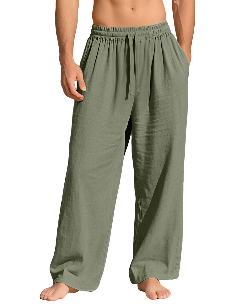 Men's lightweight linen lounge pants with elastic waistband and side pockets StylebySassy