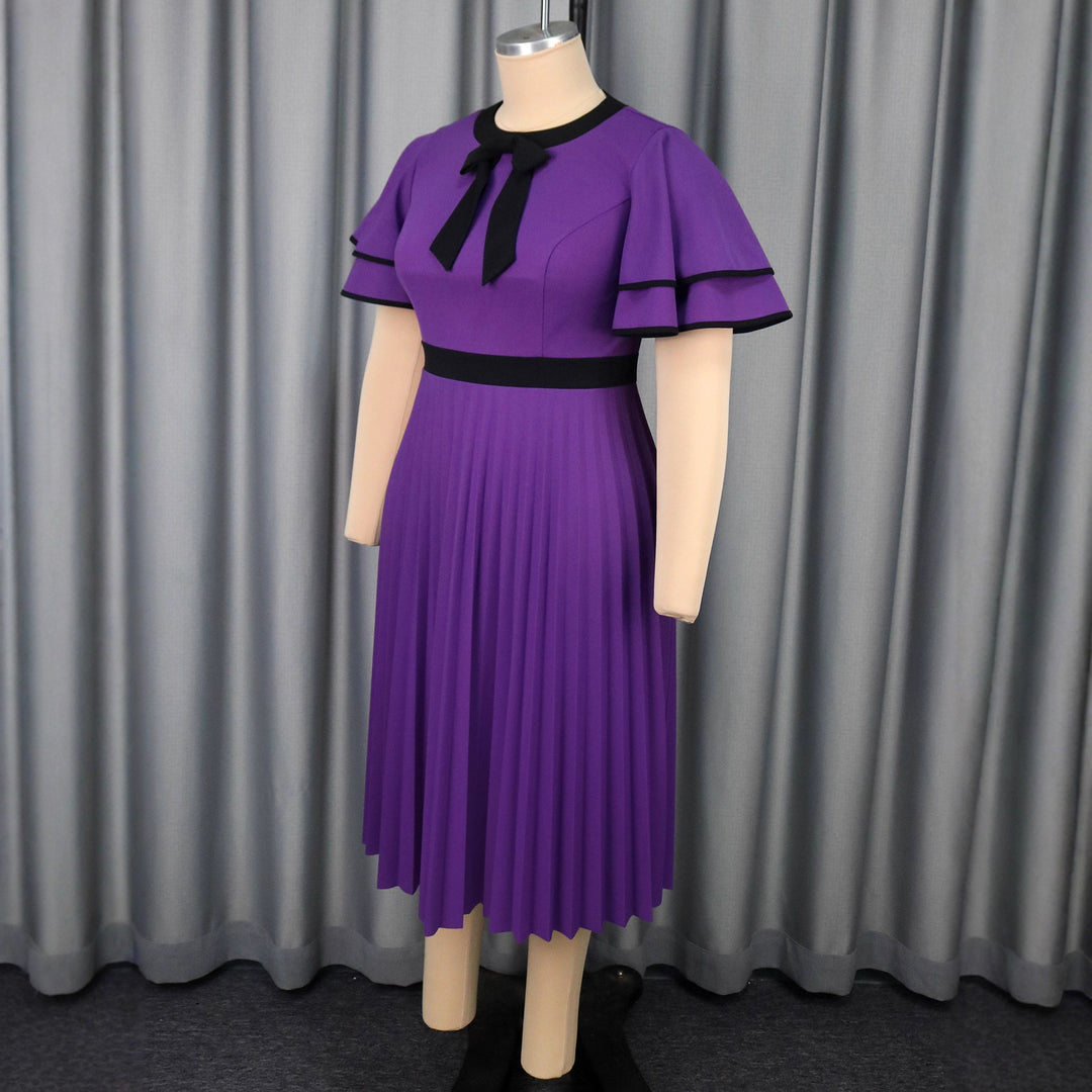 Women's pleated midi dress with elegant ruffle details StylebySassy