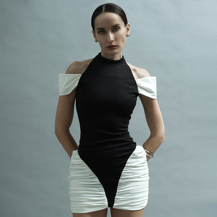 Women Figure-enhancing Dress with Continuous Ruffle Design StylebySassy