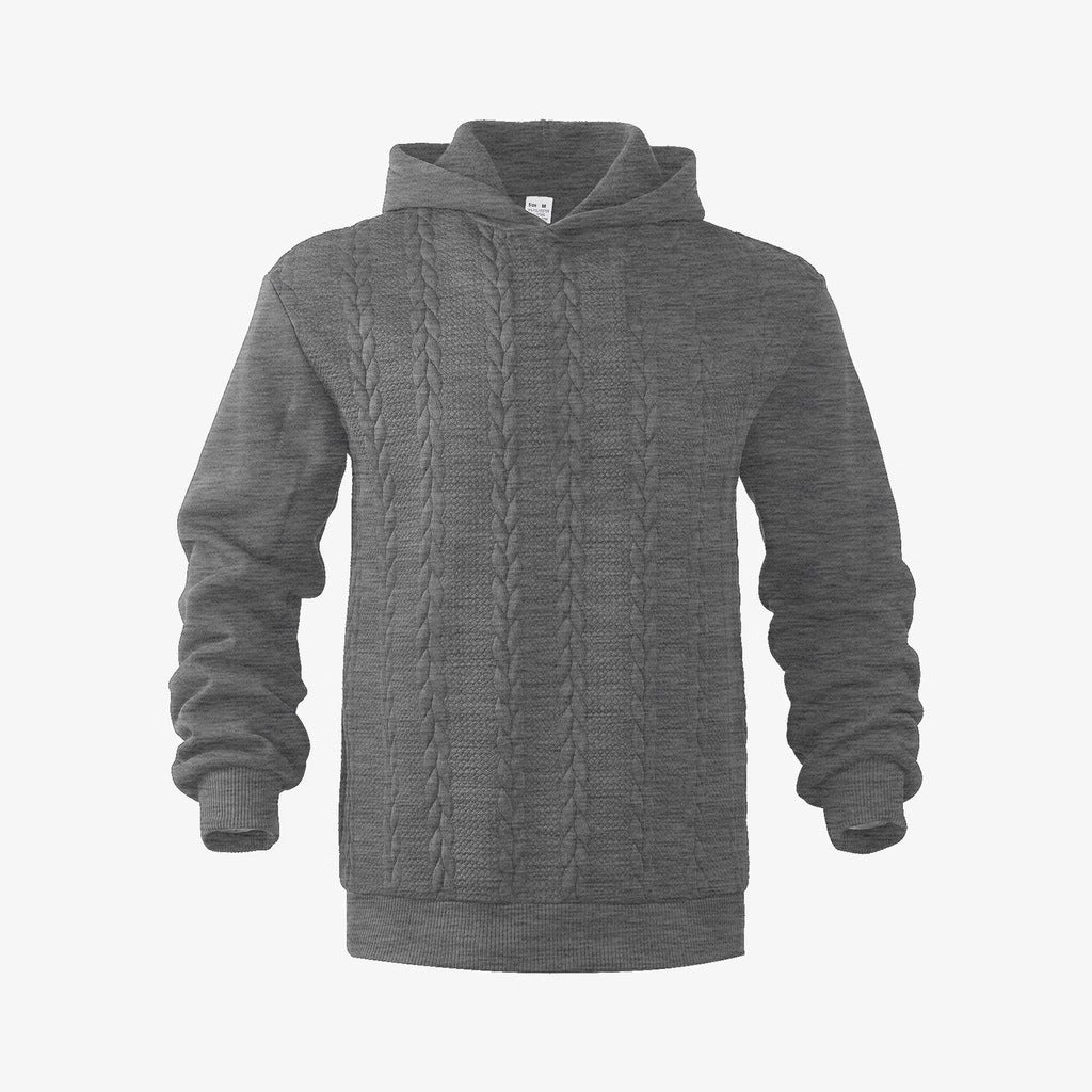 Men's knitted look hoodie with cable pattern and ribbed hem StylebySassy